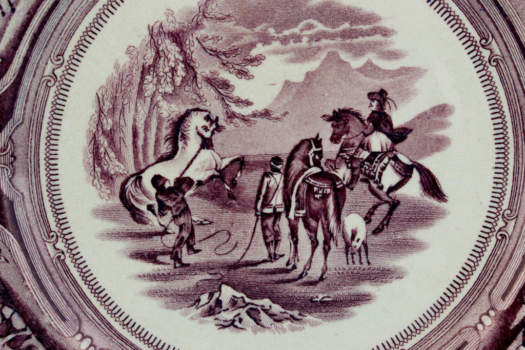 Peruvian Horse Hunt Serving Dish, English 1860s