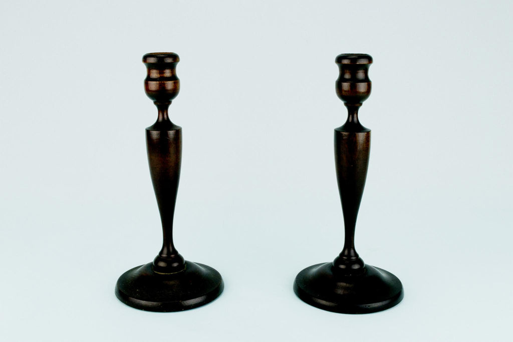 Mahogany Arts & Crafts Candlesticks, English Circa 1900