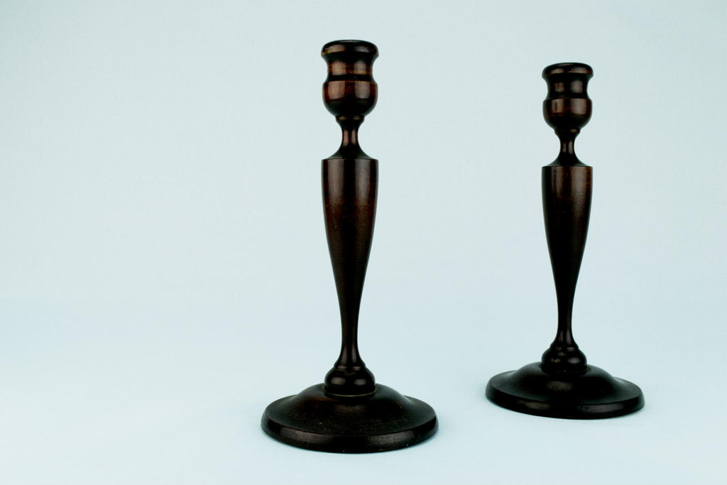 Mahogany Arts & Crafts Candlesticks, English Circa 1900