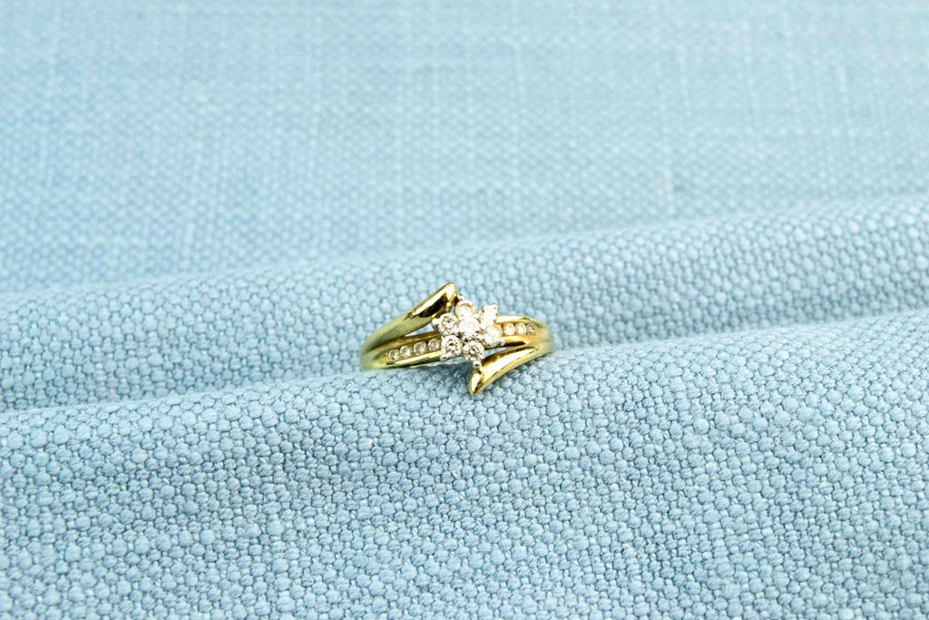 Diamond Ring in 9ct Gold Flower Bezel