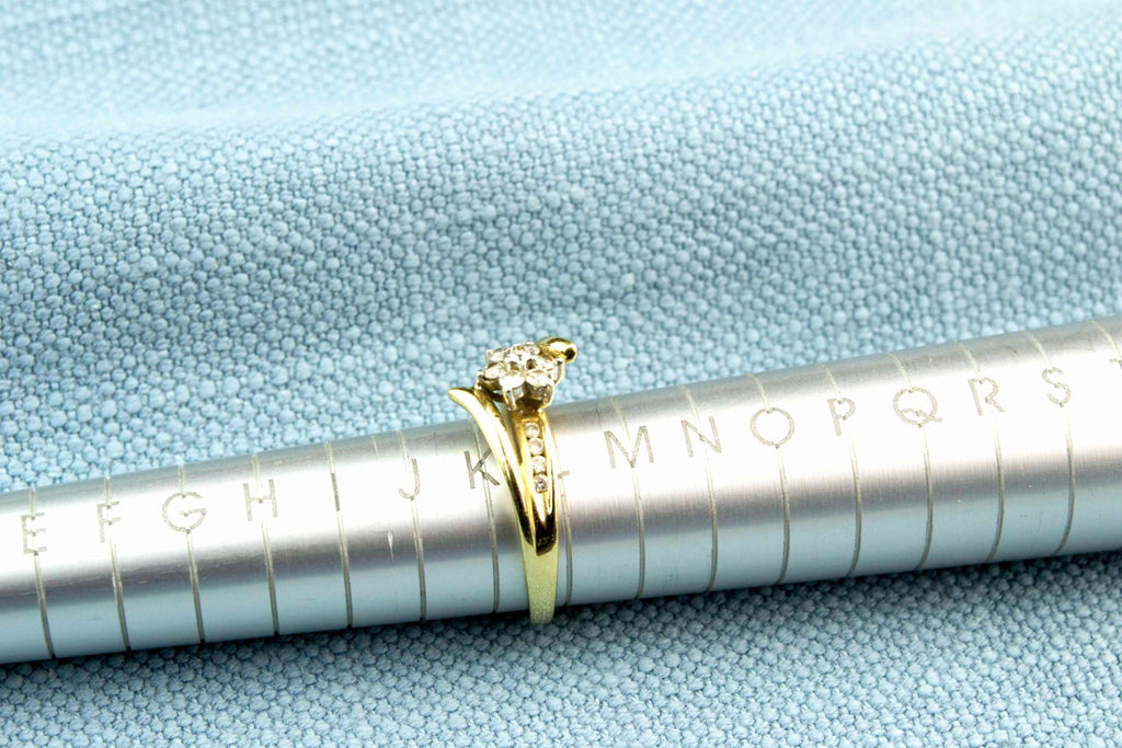 Diamond Ring in 9ct Gold Flower Bezel