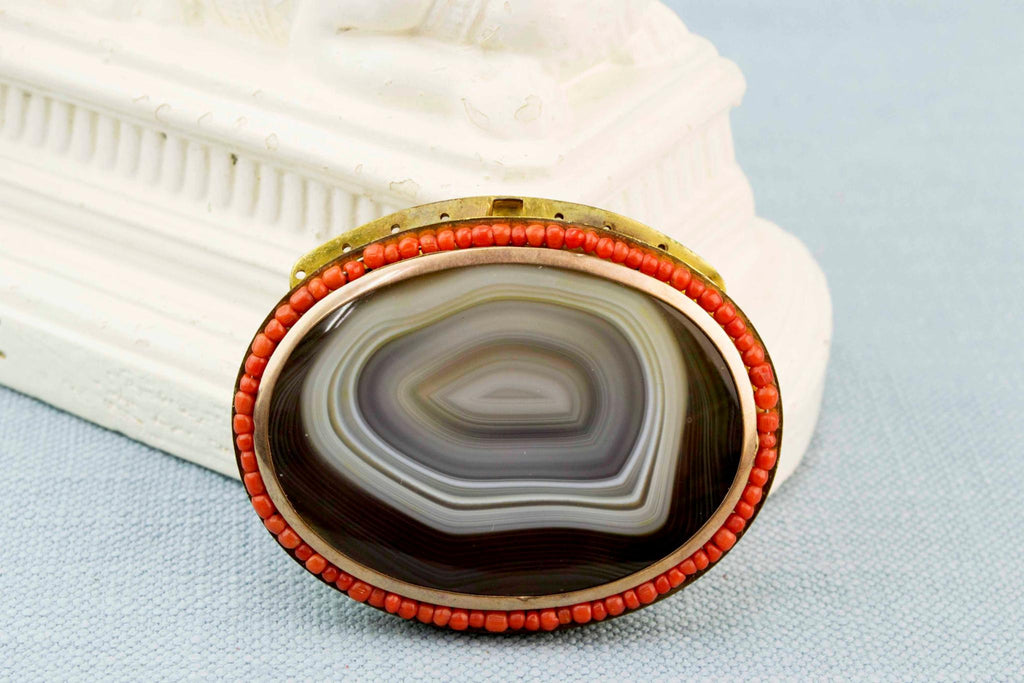 Regency Agate and Coral Clasp, English circa 1810