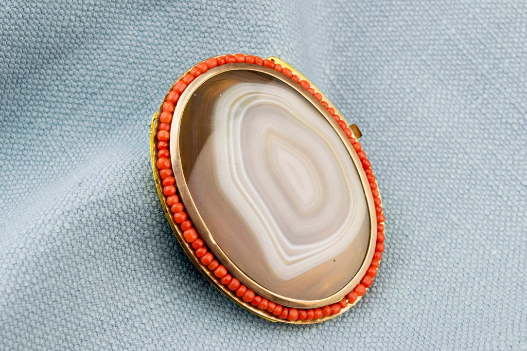 Regency Agate and Coral Clasp, English circa 1810