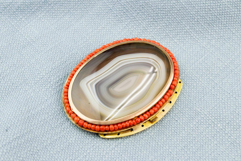 Regency Agate and Coral Clasp, English circa 1810