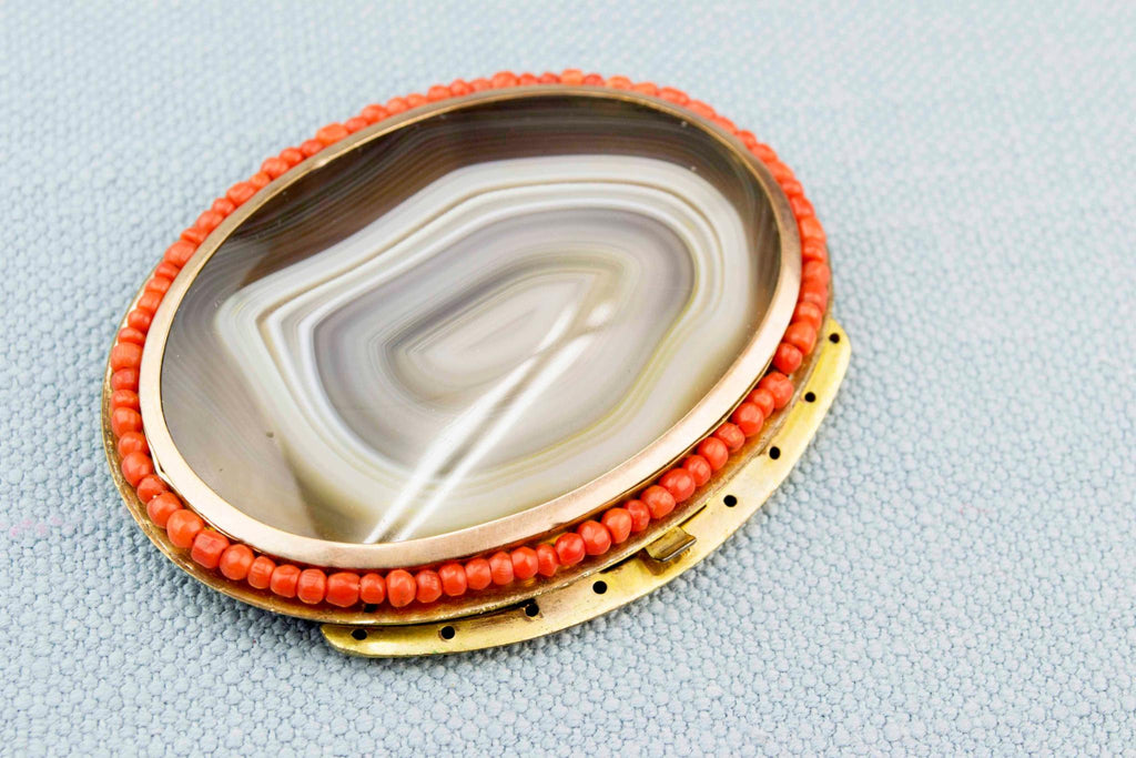 Regency Agate and Coral Clasp, English circa 1810
