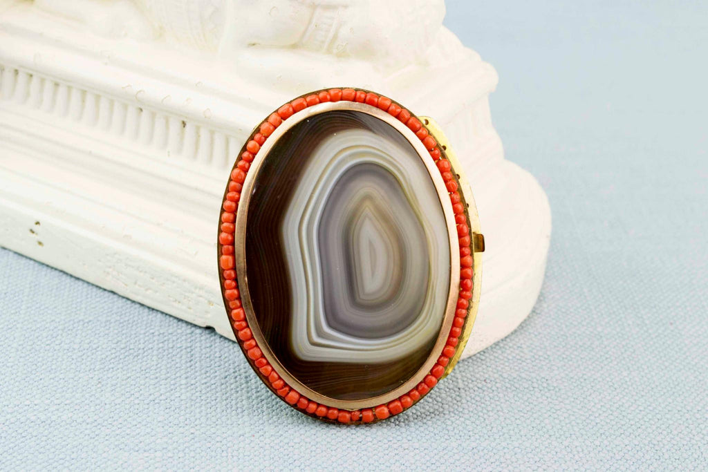 Regency Agate and Coral Clasp, English circa 1810