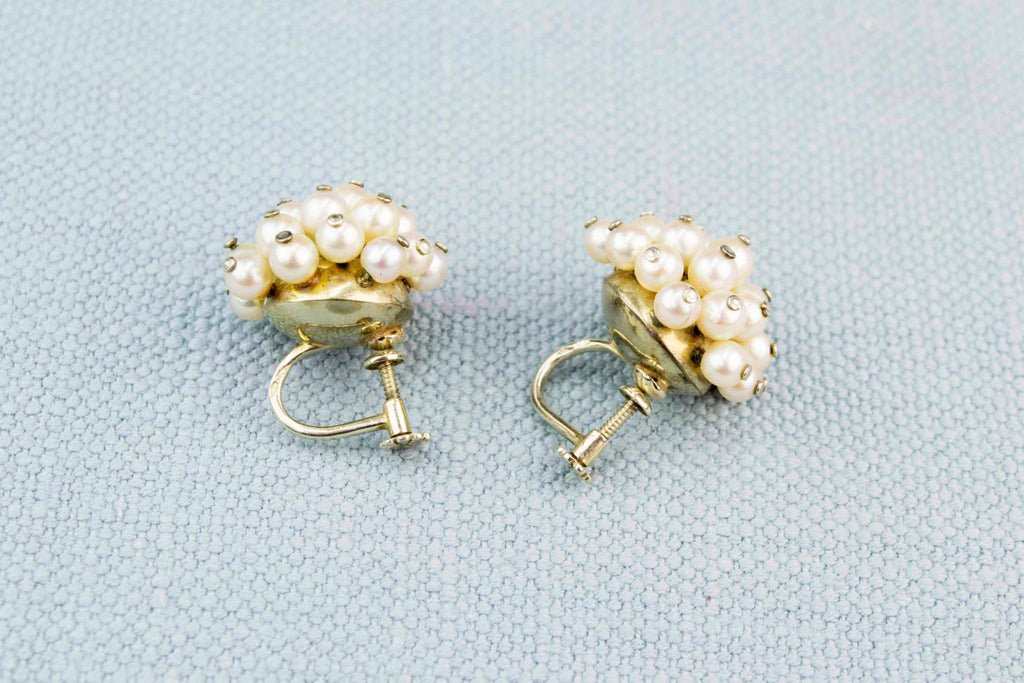 Earrings 18ct Gold and Pearls, French 1930s