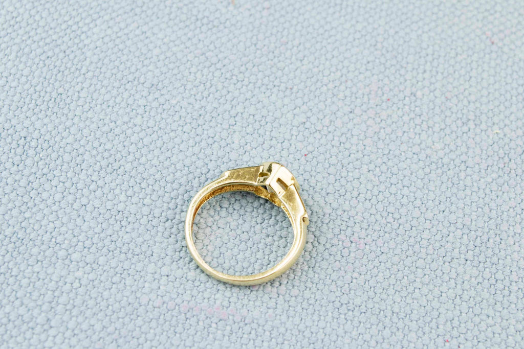 9ct Gold and CZ Heart Ring, English 1980s
