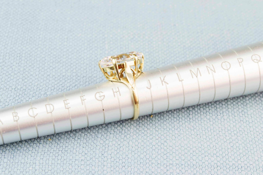 Large CZ Ring in 9ct Gold, English 1970s