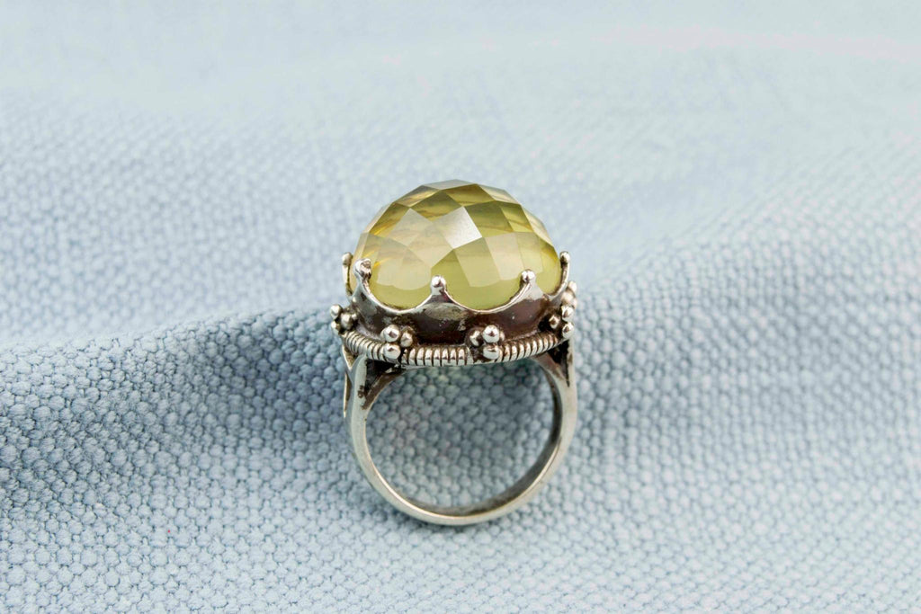 Lemon Citrine Crown Ring in Sterling Silver