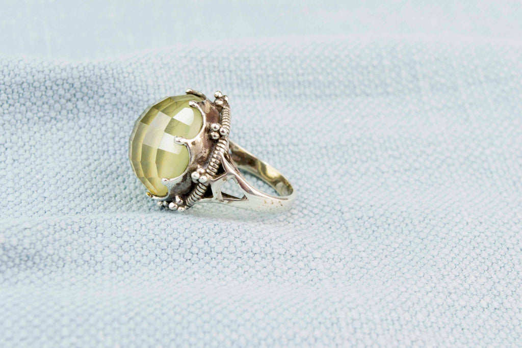 Lemon Citrine Crown Ring in Sterling Silver