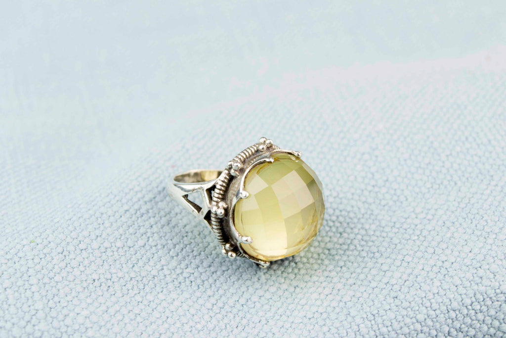 Lemon Citrine Crown Ring in Sterling Silver