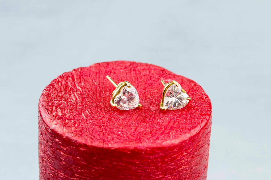 Stud Earrings in 14ct Gold & CZ Hearts
