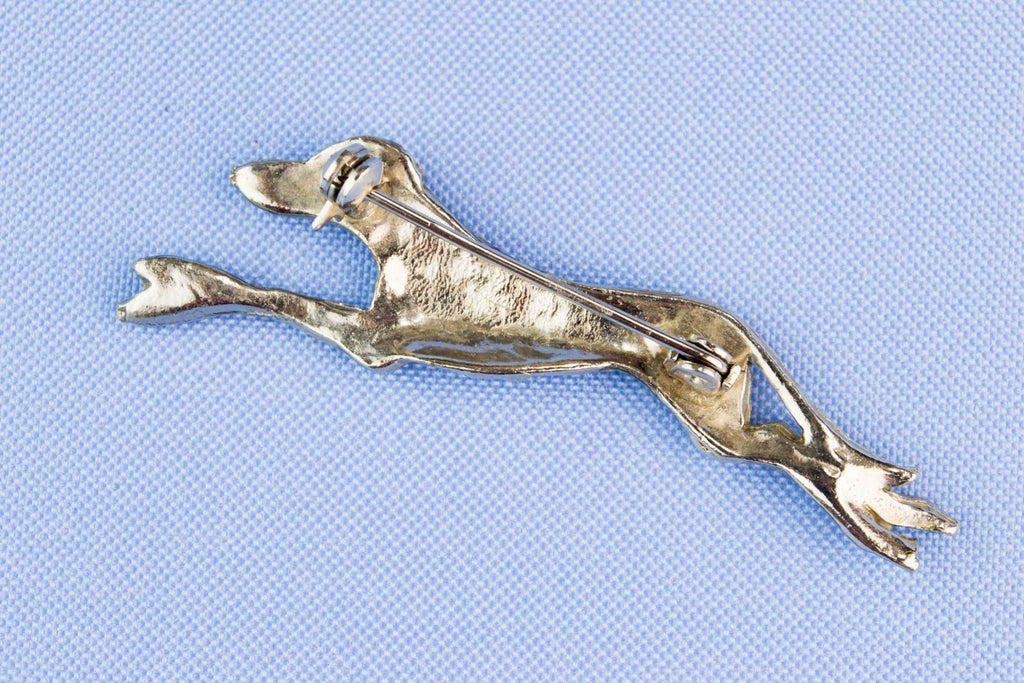 Greyhound Brooch with Garnets, English 1950s