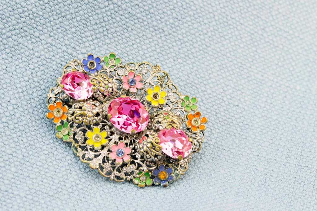 Art Deco Floral Brooch, English 1920s