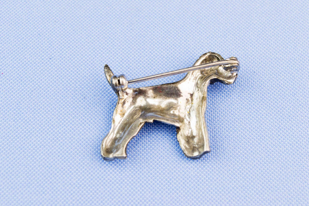 Marcasite Terrier Dog Brooch, English 1940s