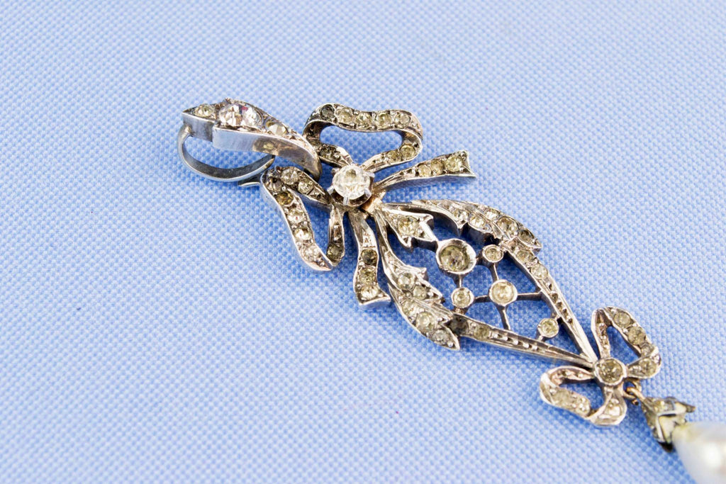 Sterling Silver Ribbon Pendant, English Early 1900s