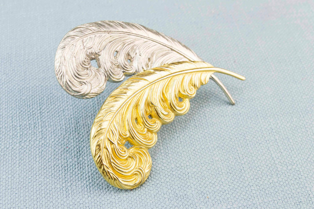 Large Brooch Two Feathers, English 1950s