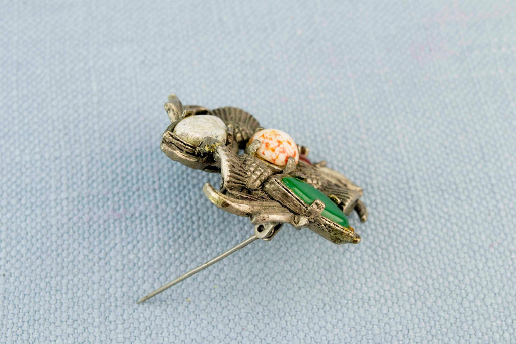 Scottish Brooch with Thistles and Colourful Paste