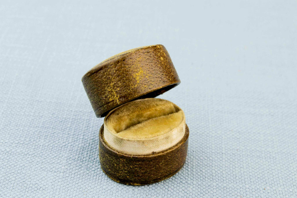 Antique Ring Box in Leather, English Circa 1900