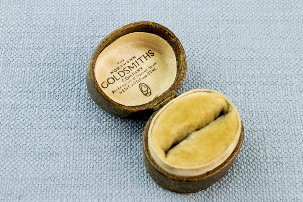 Antique Ring Box in Leather, English Circa 1900