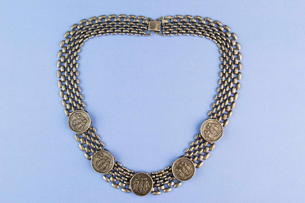Necklace Silver Plated Art Deco, English 1930s