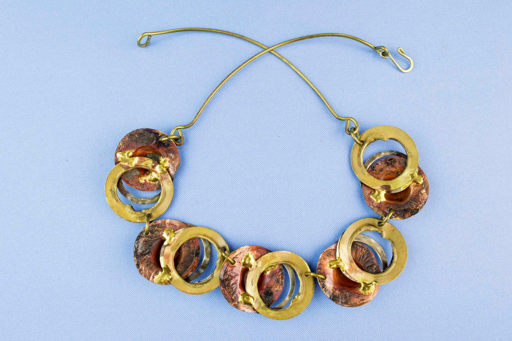 1960s Necklace in Silver Copper and Brass