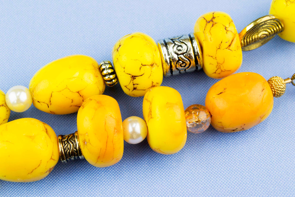 Yellow Amber Chunky Necklace