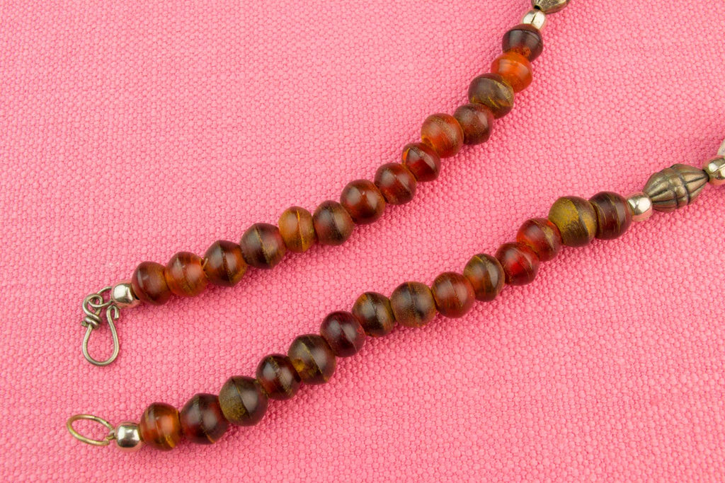 Horn and Lapis Lazuli Bead Necklace