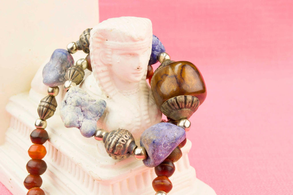 Horn and Lapis Lazuli Bead Necklace