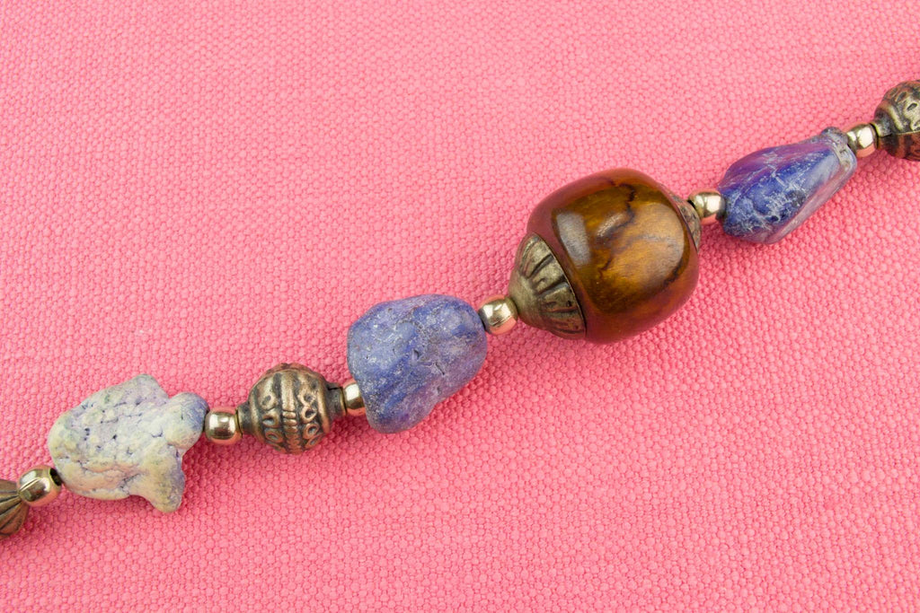 Horn and Lapis Lazuli Bead Necklace