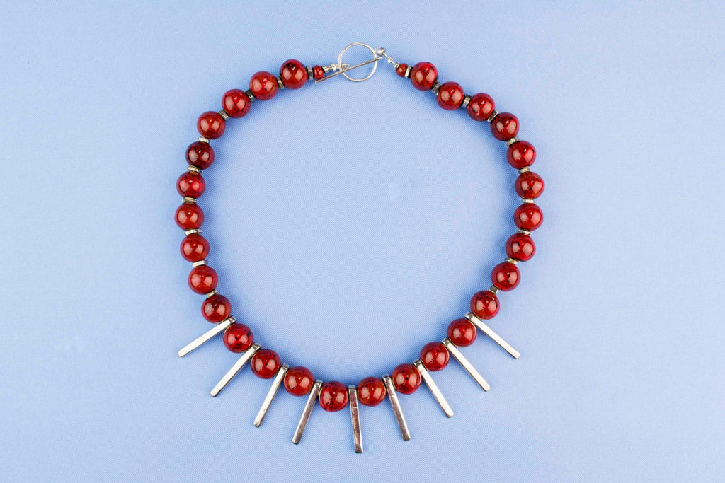 Red Ceramic Beads Necklace