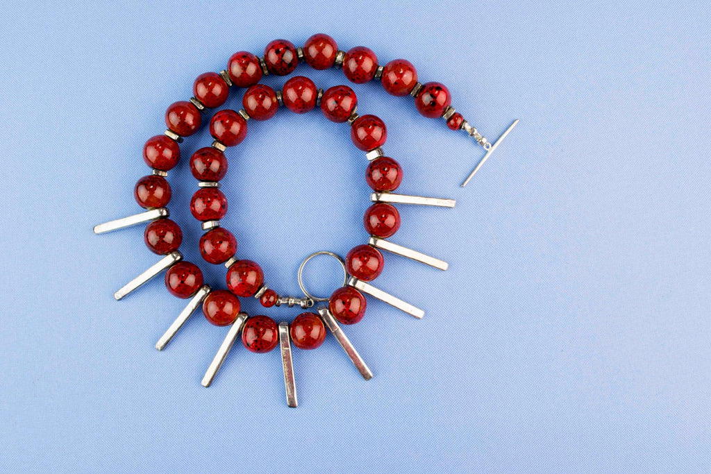 Red Ceramic Beads Necklace