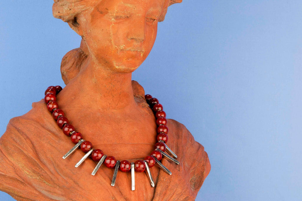 Red Ceramic Beads Necklace