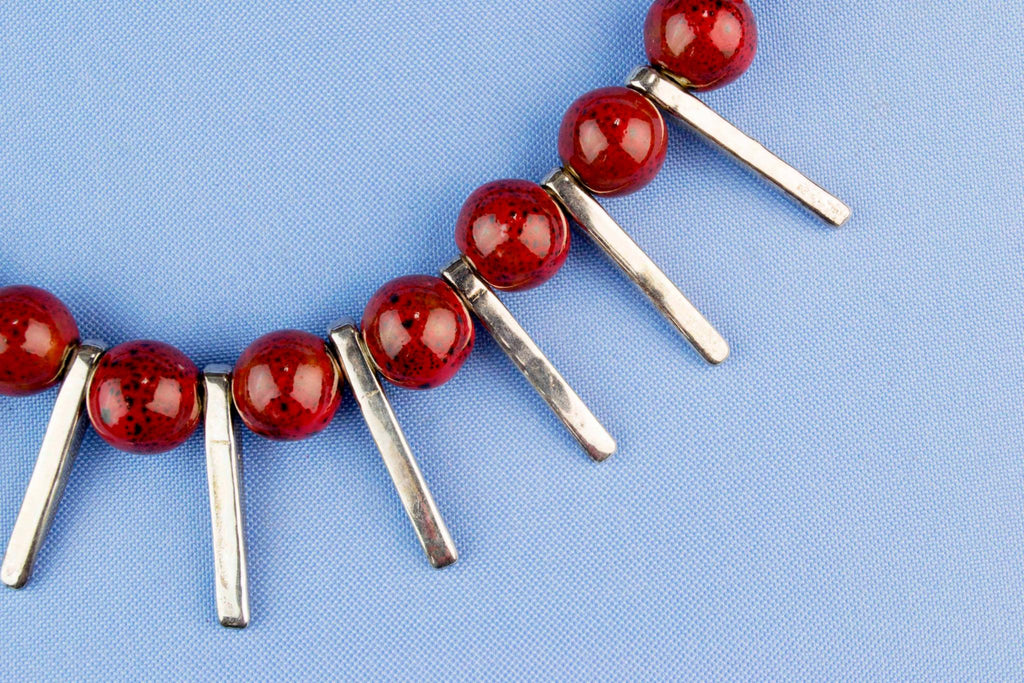 Red Ceramic Beads Necklace