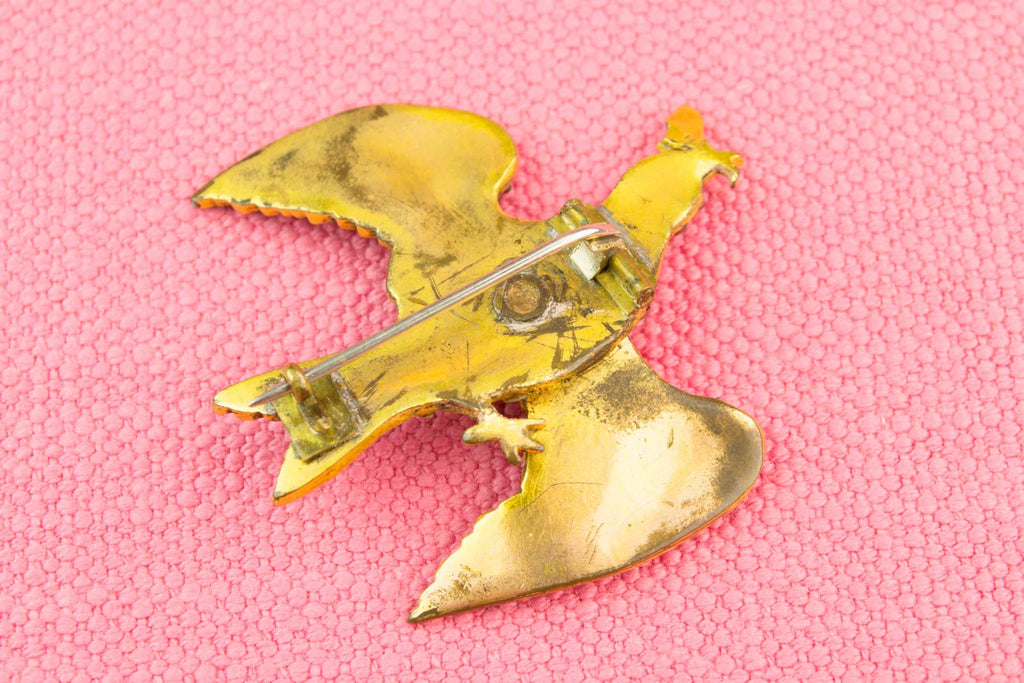 Georgian Bird Brooch in Vauxhall Glass, English 1770s