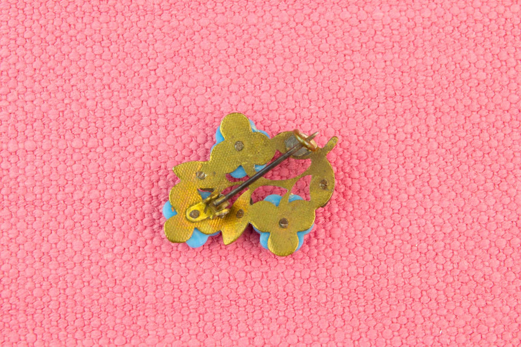 Cut Steel Blue Glass Brooch, English Circa 1830