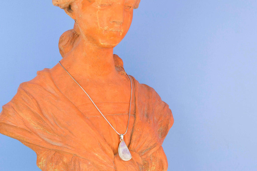 Labradorite Silver Necklace 1980s