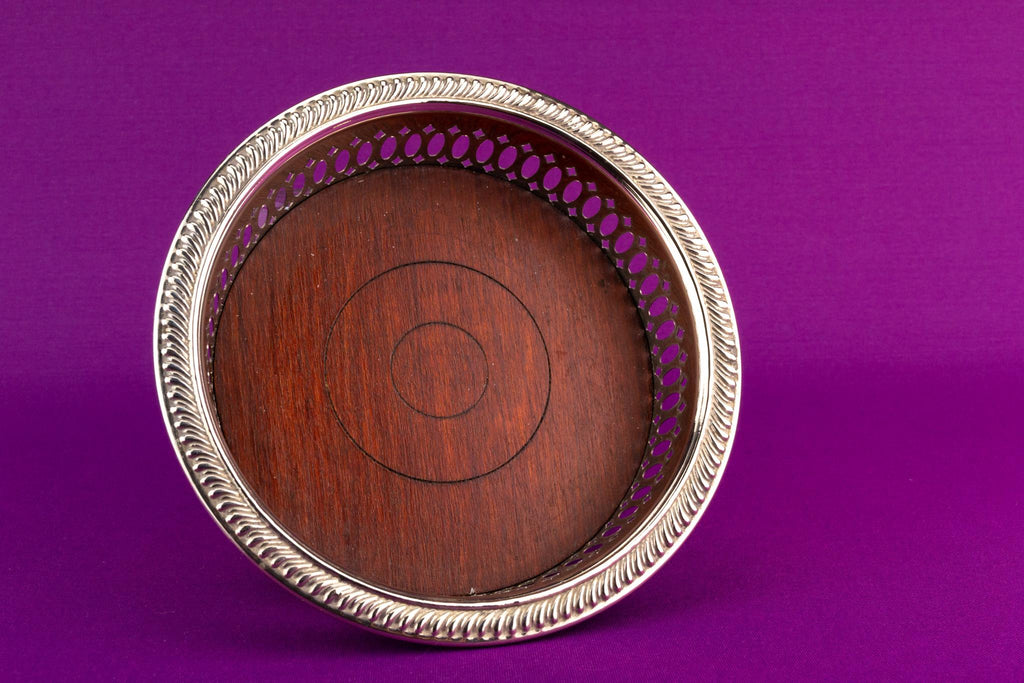 Silver Plated Coaster Wooden Base
