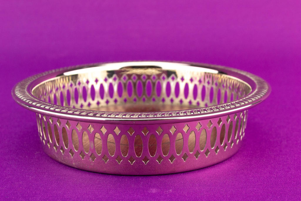 Silver Plated Coaster Wooden Base