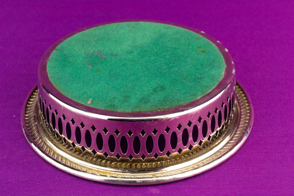 Silver Plated Coaster Wooden Base