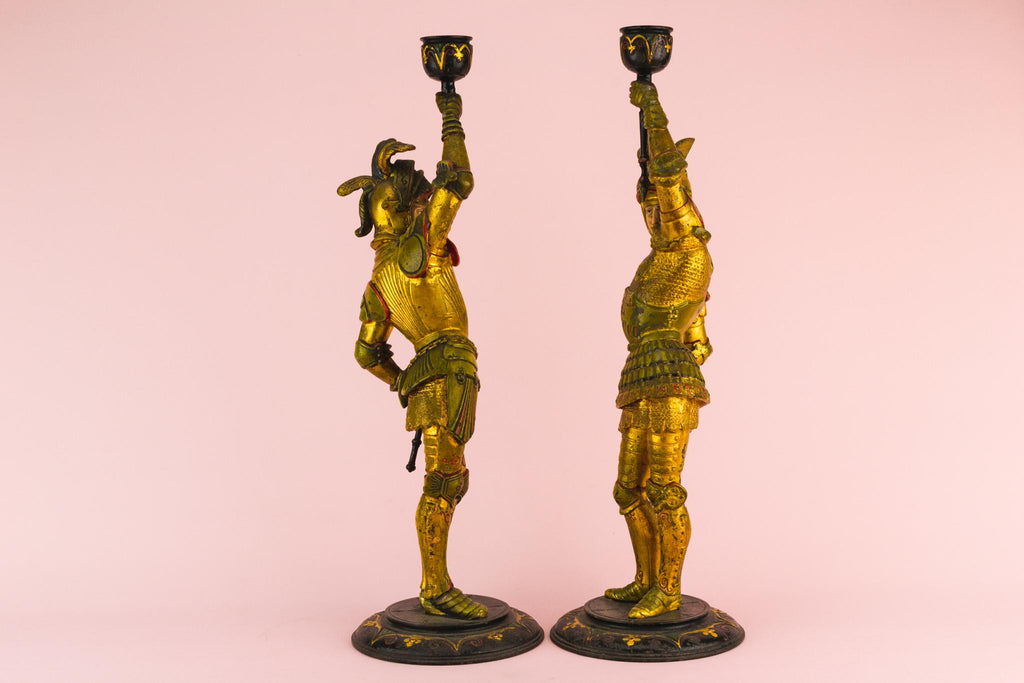 Two Gothic Revival Candlesticks, English Circa 1860