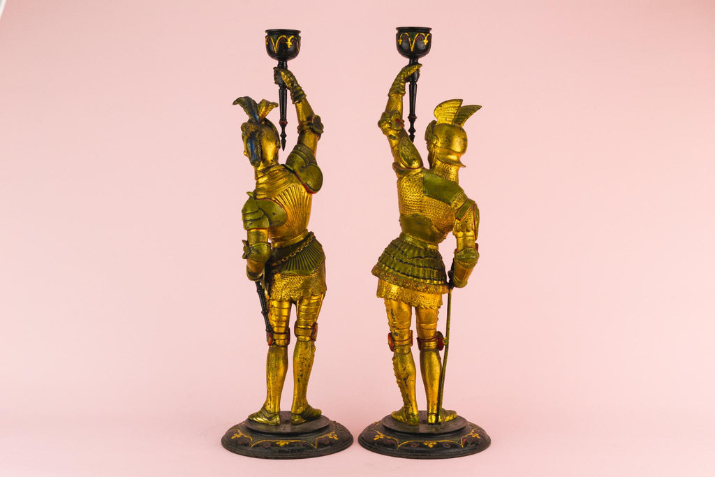 Two Gothic Revival Candlesticks, English Circa 1860