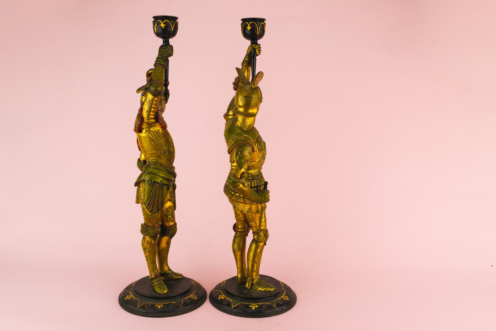 Two Gothic Revival Candlesticks, English Circa 1860