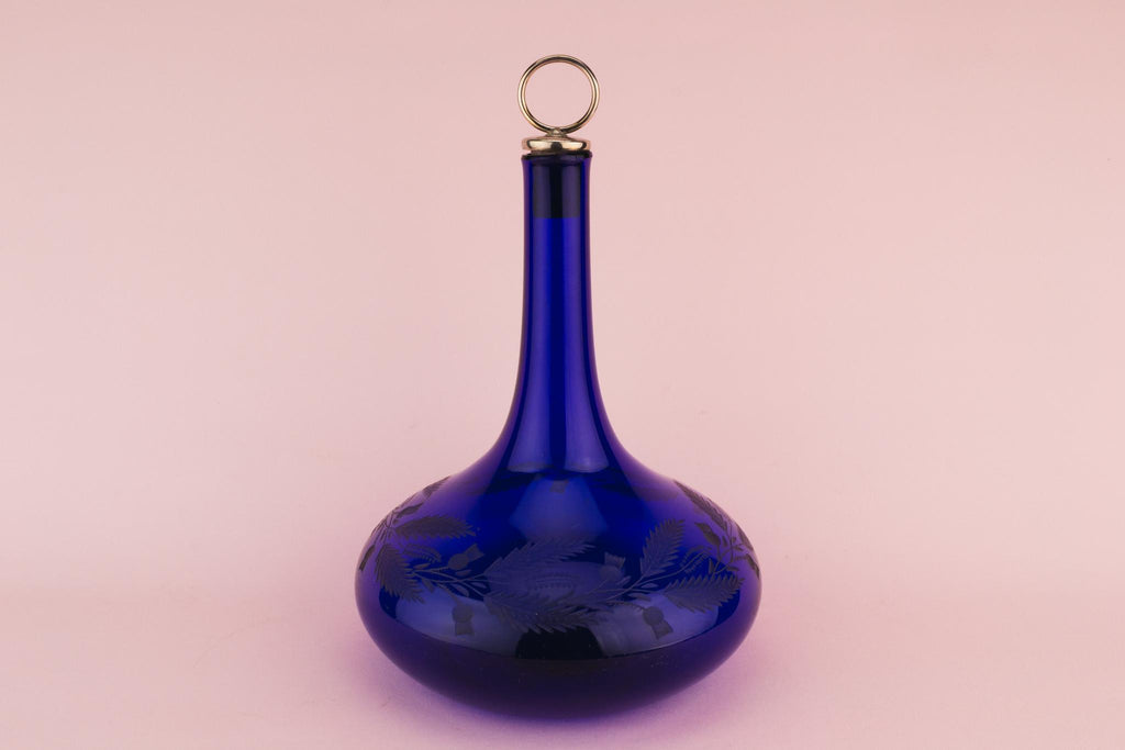 Bristol Blue Glass Decanter, English Circa 1800