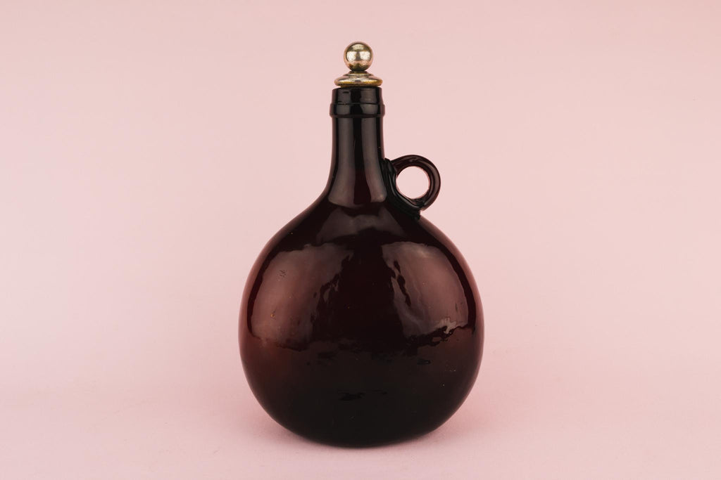 Dark Amber Glass Decanter, English Circa 1770