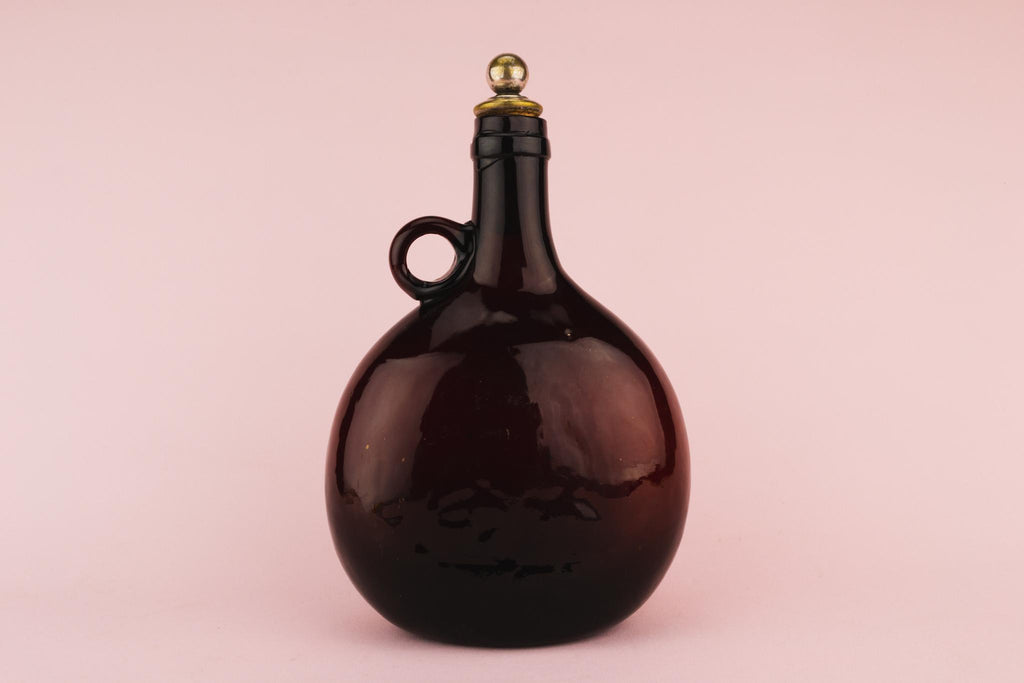 Dark Amber Glass Decanter, English Circa 1770