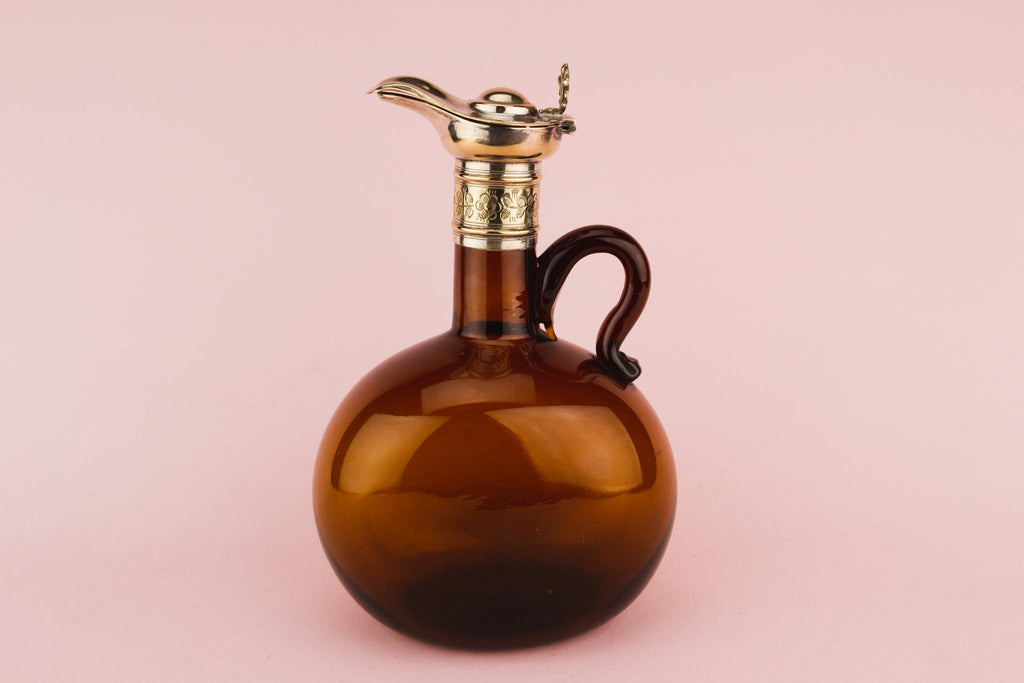 Brown Glass Flask Decanter, English Circa 1820