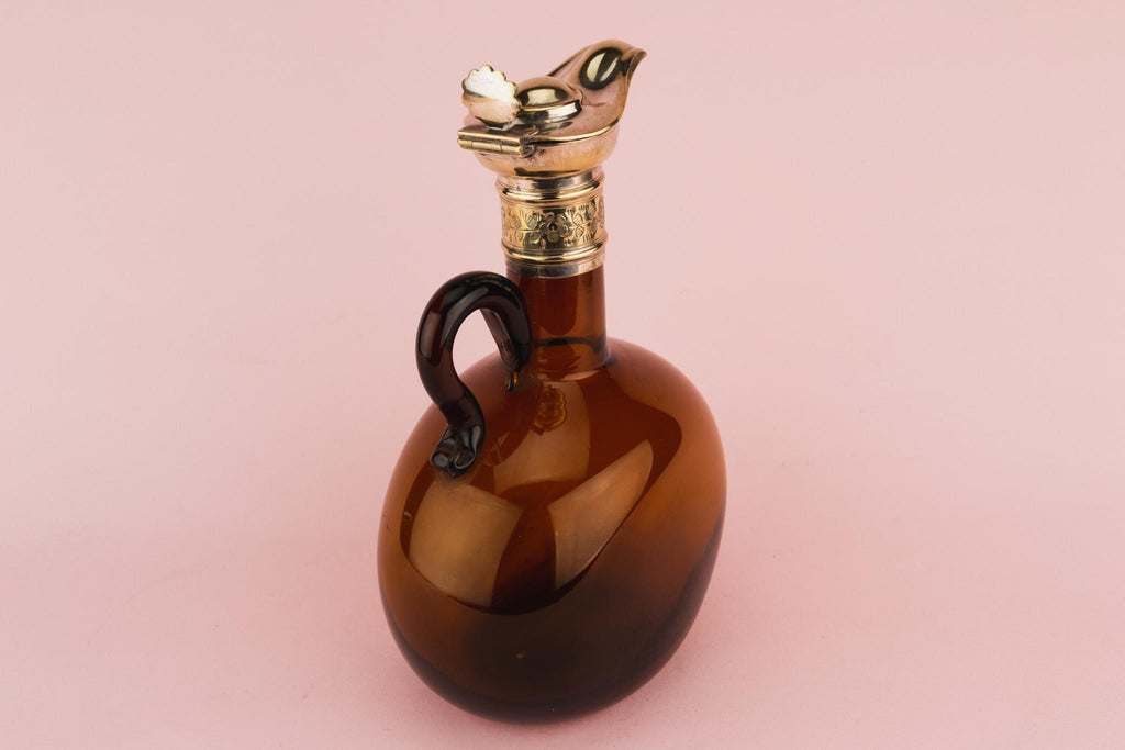 Brown Glass Flask Decanter, English Circa 1820