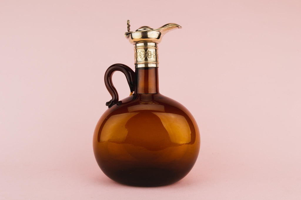 Brown Glass Flask Decanter, English Circa 1820